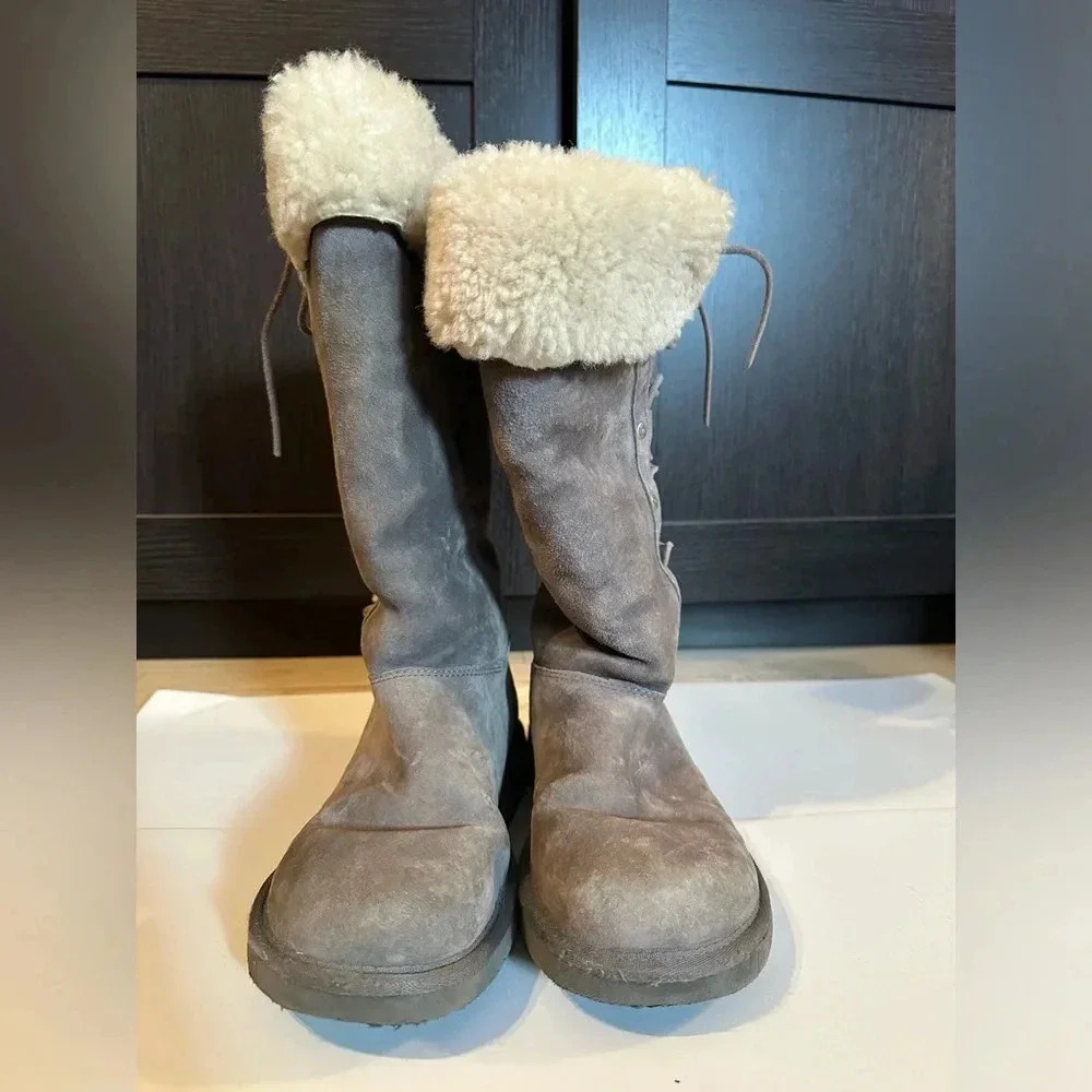 UGG Australia | 5163 Upside Shadow Grey Suede Lace up Boots | woman's size 8